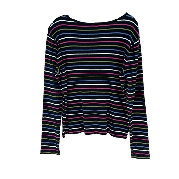 Talbots Authentic Cotton Long Sleeve Tee -- Bayeux Stripe, Medium - Picture 5 of 6